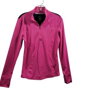 Nike Dri Fit Women's Pink Half Zip Long Sleeve Top Size M 8525-1182